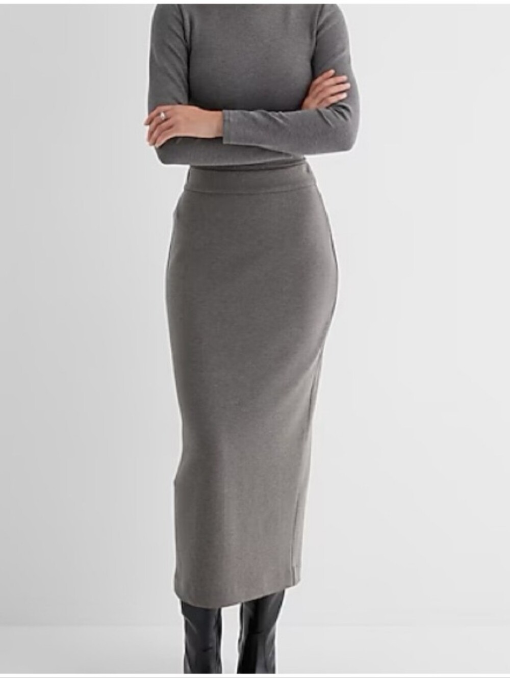 Express Skirt Size M Gray Super High Waist Maxi Luxe Lounge Back Slit Classy